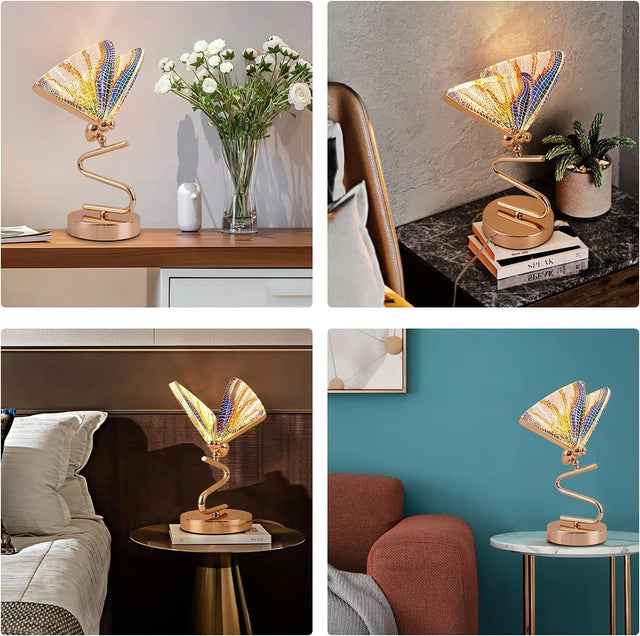 Metal Butterfly Table Lamp Stained Glass Table Lamp Bedroom Light Decoration