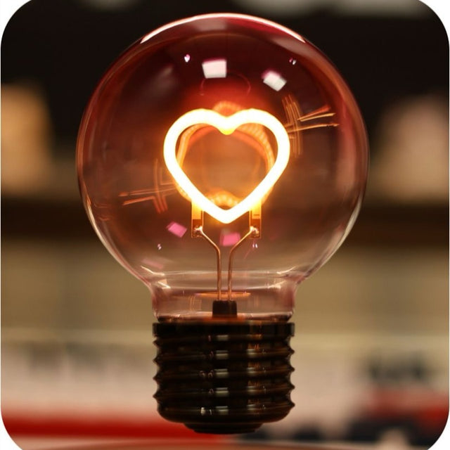 Floating Light Bulb Lamp - Love Heart Magnetic Levitating Night Light Room Decor