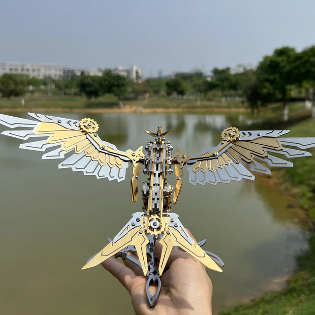 3D Metal Mechanical Steel Flying Eagle Assembly Ornaments Model Kit DIY Set