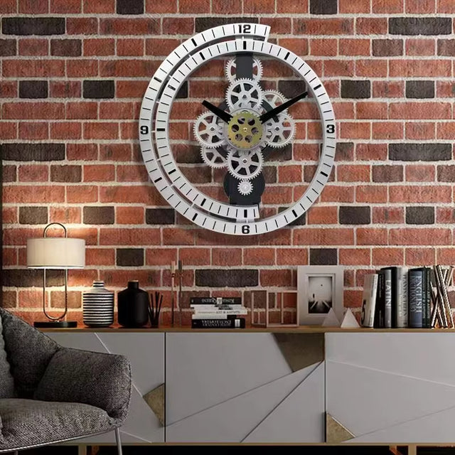 16 inch Large Gear Wheel Hour Analog Wall Clock Steampunk Mechanical Home Decor