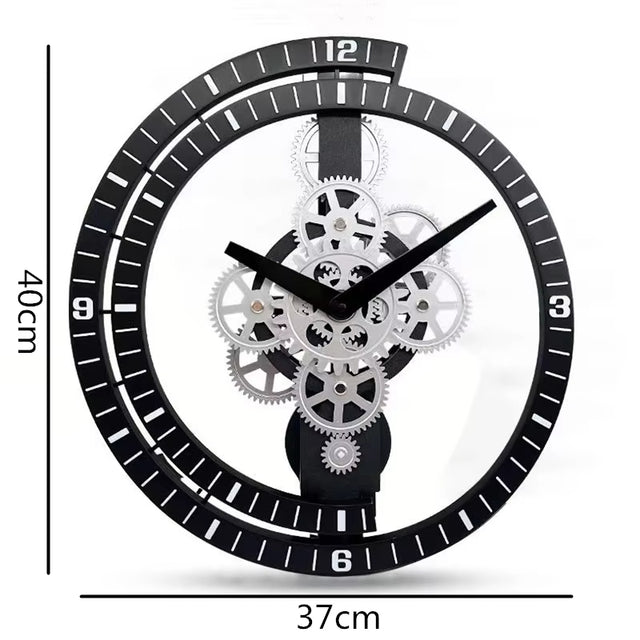 16 inch Large Gear Wheel Hour Analog Wall Clock Steampunk Mechanical Home Decor