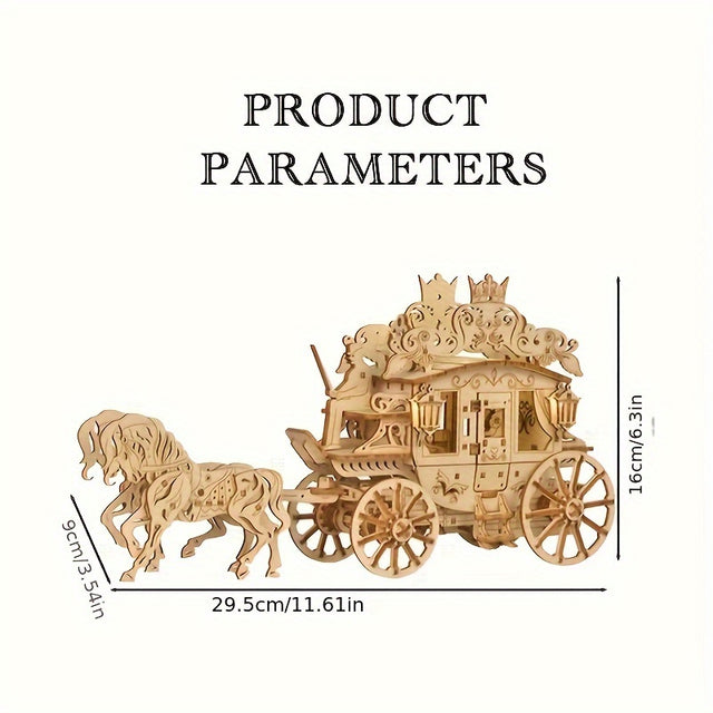 3D Wooden DlY Handmade Carriage Travel Assembled Model Assembled Puzzle Toy