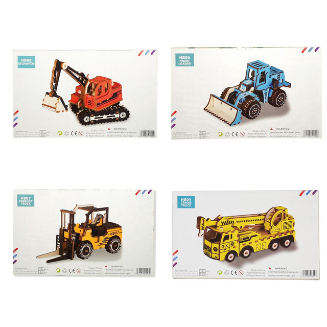 3D Wooden Puzzle DIY Toy Mechanica Engineering Vehicles Car Model For Kids