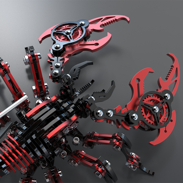 3D Metal Black-Red Scorpion King Assembly Educational Puzzle DIY Toy
