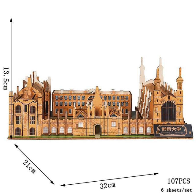 3D Wooden Puzzle DIY Toy Famous Universities Building Harvard Stanford Model