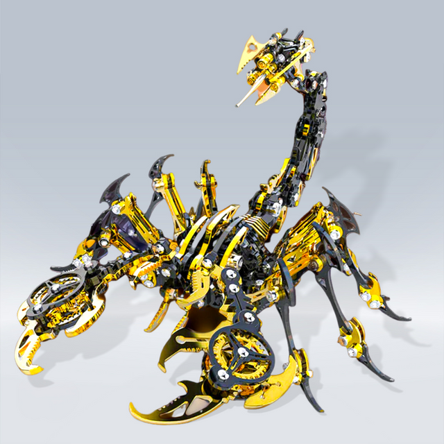 3D Metal Black Gold Scorpion King Assembly Educational Puzzle DIY Toy