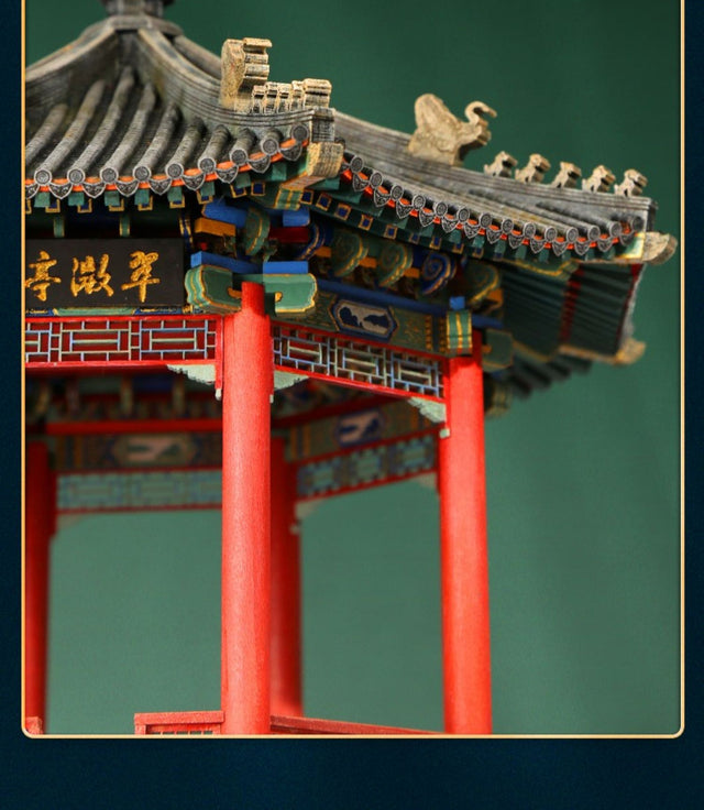 Cuiwei Pavilion Building 3D Puzzles Mortise and Tenon DIY Model Kit