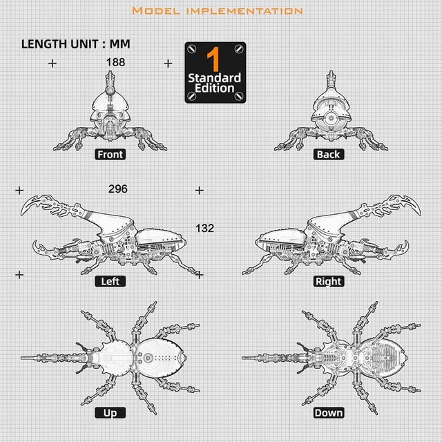 DIY 3D Beetle Insects with Long Horn Metal Model Puzzles Kits