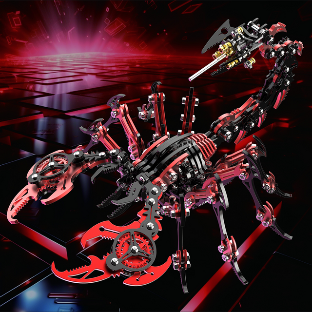 3D Metal Black-Red Scorpion King Assembly Educational Puzzle DIY Toy