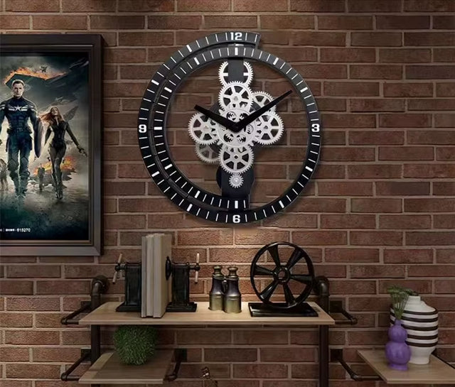 16 inch Large Gear Wheel Hour Analog Wall Clock Steampunk Mechanical Home Decor