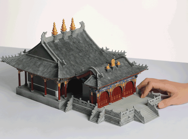 Cai Shen Temple Wooden Building 3D Puzzles Mortise and Tenon DIY Model Kit