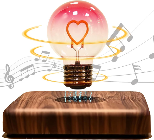 Floating Light Bulb Lamp - Love Heart Magnetic Levitating Night Light Room Decor