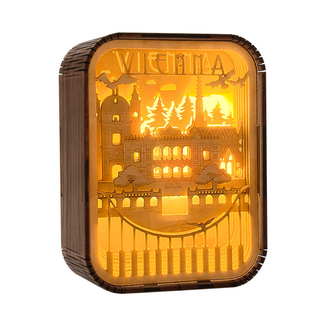 World City Art Night Light New York Bedroom Lamp Wood Home Decor Travel Gift