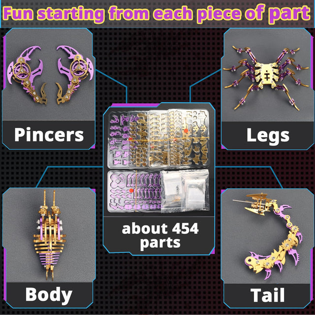 3D Metal Purple Gold Scorpion King Assembly Educational Puzzle DIY Toy