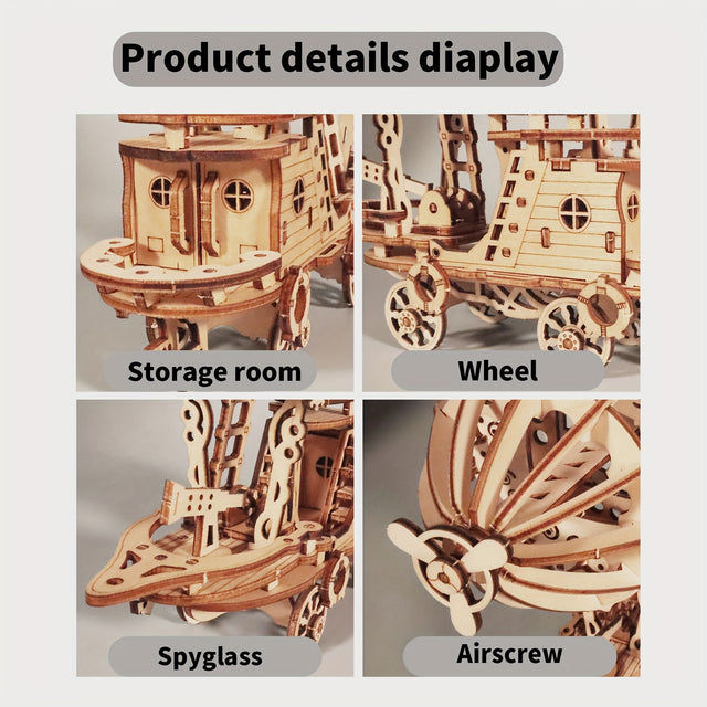 3D Wooden DlY Handmade Airship Assembled Model Building Kit Puzzle Toy