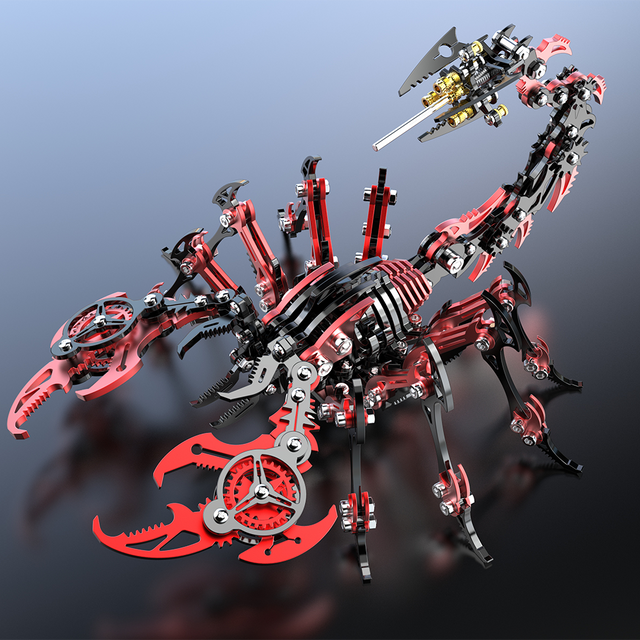 3D Metal Black-Red Scorpion King Assembly Educational Puzzle DIY Toy