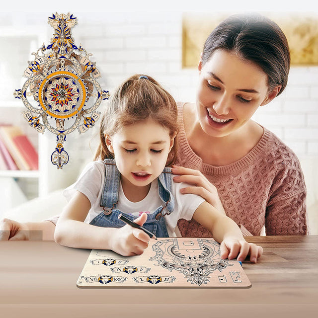 3D Wooden Puzzle Clock Kit DIY Mechanical Wall Clock Hanging Gift for Adults