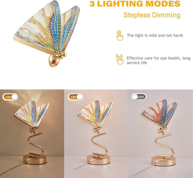 Metal Butterfly Table Lamp Stained Glass Table Lamp Bedroom Light Decoration