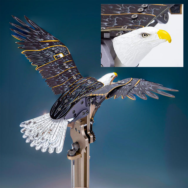 Bald Eagle Sculpture Kit with Flapping Wings Metal Model DIY Assembly Toys