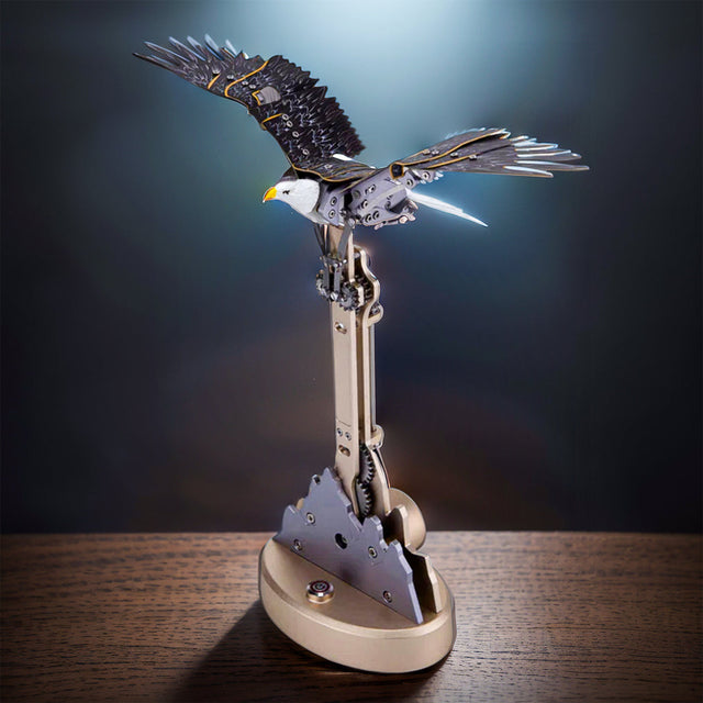 Bald Eagle Sculpture Kit with Flapping Wings Metal Model DIY Assembly Toys