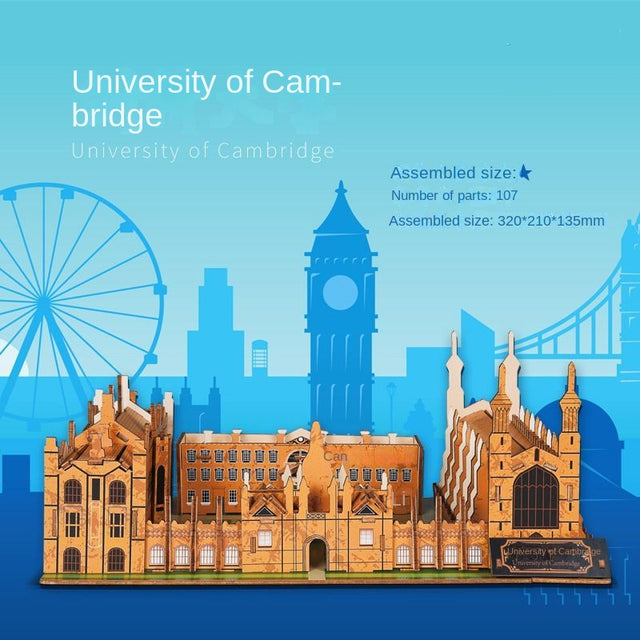 3D Wooden Puzzle DIY Toy Famous Universities Building Harvard Stanford Model