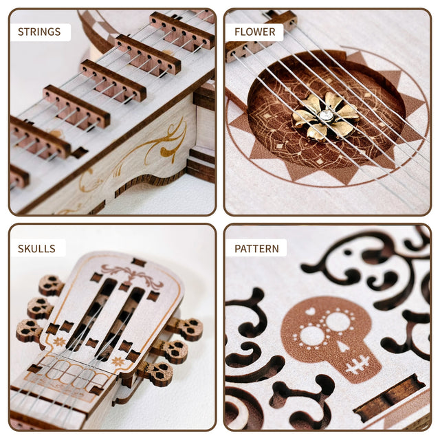 3D Wooden Mechanical DlY Melodious Guitar Assembly Puzzle Kit With LED Light