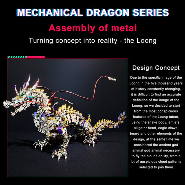 3D Metal DIY Realistic Chinese Dragon Model Kit Ancient Mythical Beasts