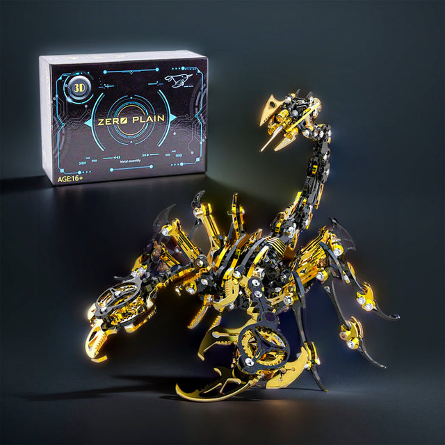 3D Metal Black Gold Scorpion King Assembly Educational Puzzle DIY Toy