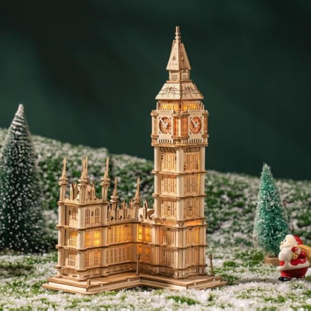 3D Wooden Puzzles Big Ben Craft Model Kit Led Light DIY Games Gift