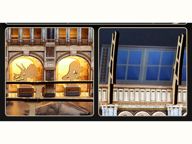 3D Wooden Puzzle Mechanical Natural History Dinosaur Museum with Light Model Kit