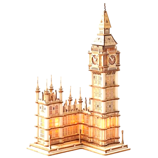 3D Wooden Puzzles Big Ben Craft Model Kit Led Light DIY Games Gift