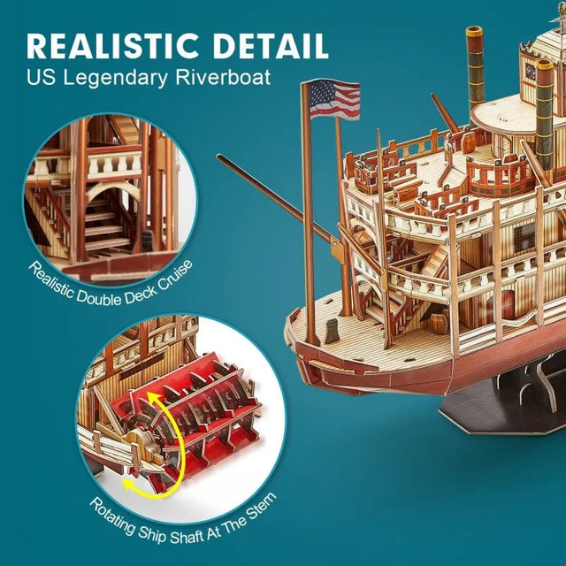 3D Puzzles Assembled Ship Model Toys Mississippi River Steam Ships Model Toys