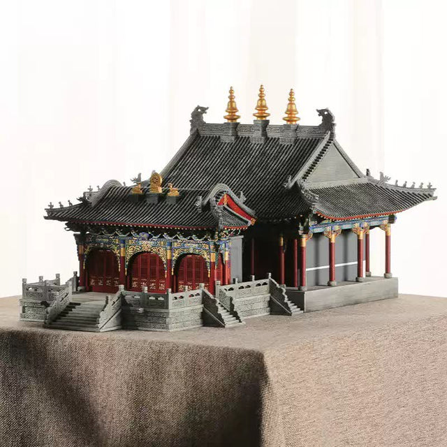 Cai Shen Temple Wooden Building 3D Puzzles Mortise and Tenon DIY Model Kit