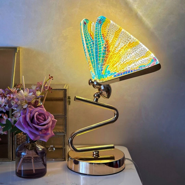 Metal Butterfly Table Lamp Stained Glass Table Lamp Bedroom Light Decoration