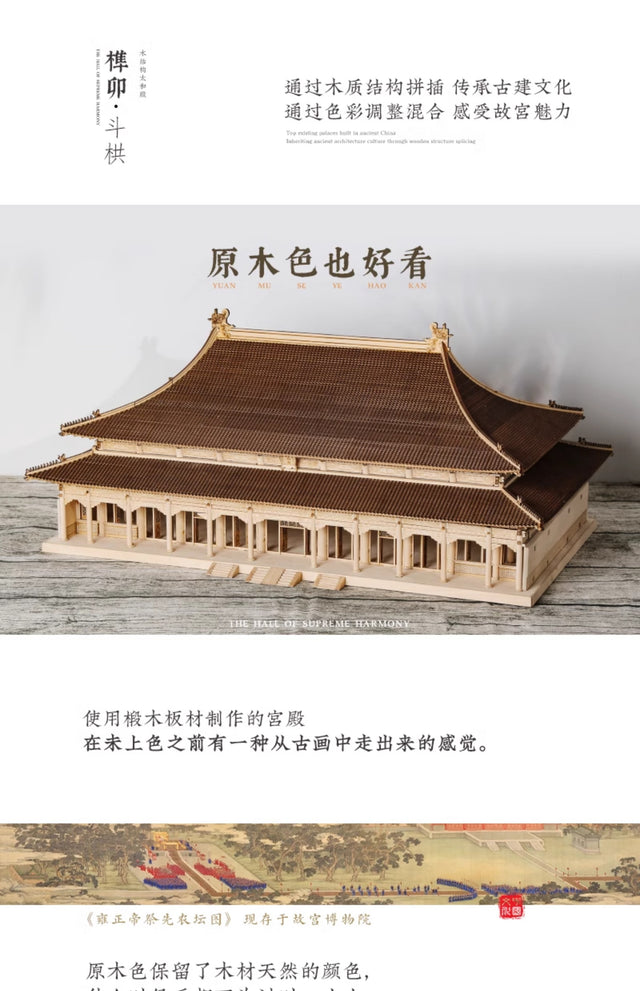 Tai He Dian Wooden Building 3D Puzzles Mortise and Tenon DIY Model Kit