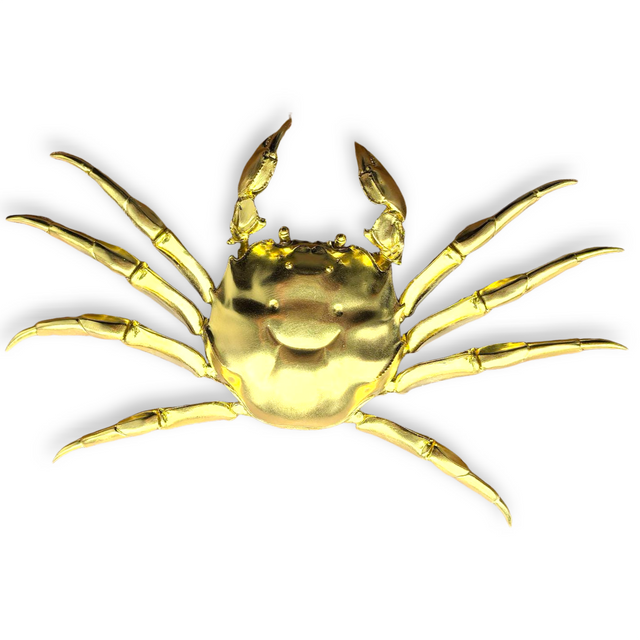 5 inch Brass Crab Joints Movable Animal Statue Golden Collectible Sculpture