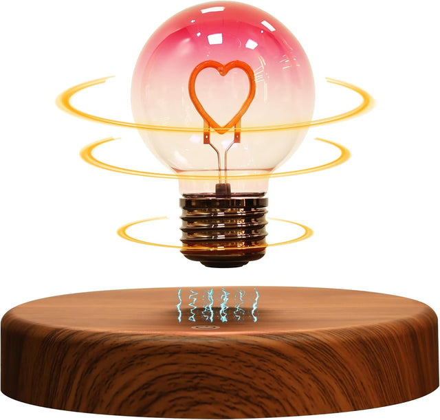 Floating Light Bulb Lamp - Love Heart Magnetic Levitating Night Light Room Decor