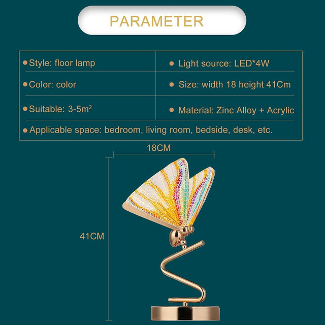 Metal Butterfly Table Lamp Stained Glass Table Lamp Bedroom Light Decoration