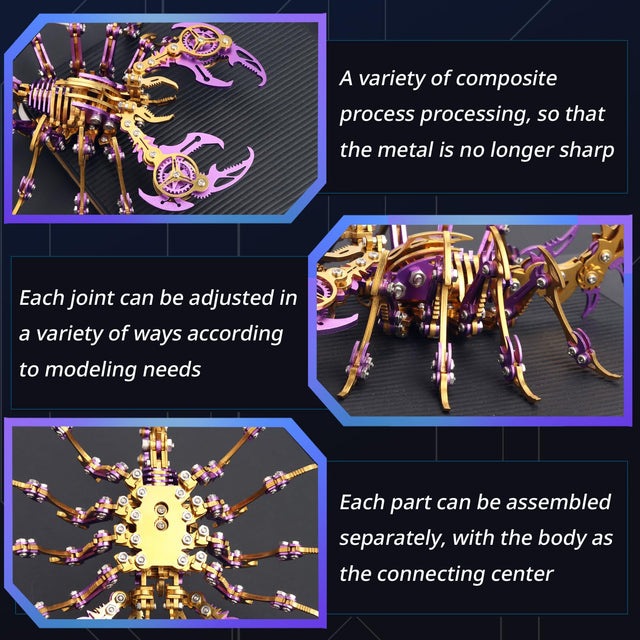 3D Metal Purple Gold Scorpion King Assembly Educational Puzzle DIY Toy
