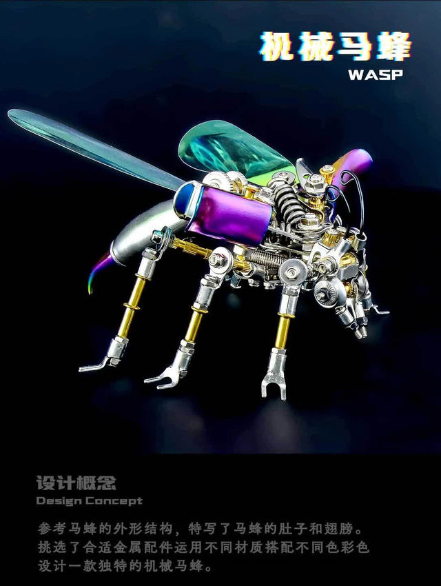 Metal 3D Puzzles Mechanical Firefly Wasp Assembly Building Model Kit DIY Toys
