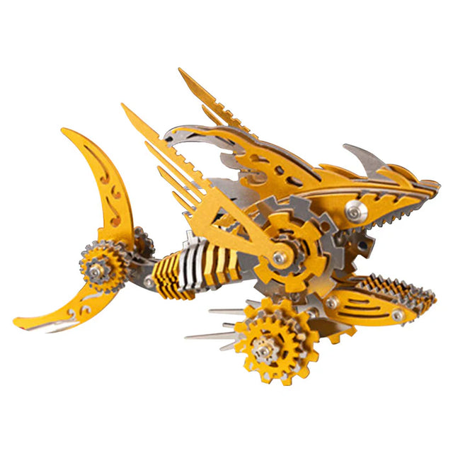 3D Metal Mechanical Steel Sawtooth Shark Assembly Ornaments Model Kit