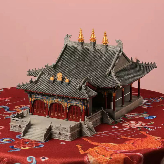 Cai Shen Temple Wooden Building 3D Puzzles Mortise and Tenon DIY Model Kit
