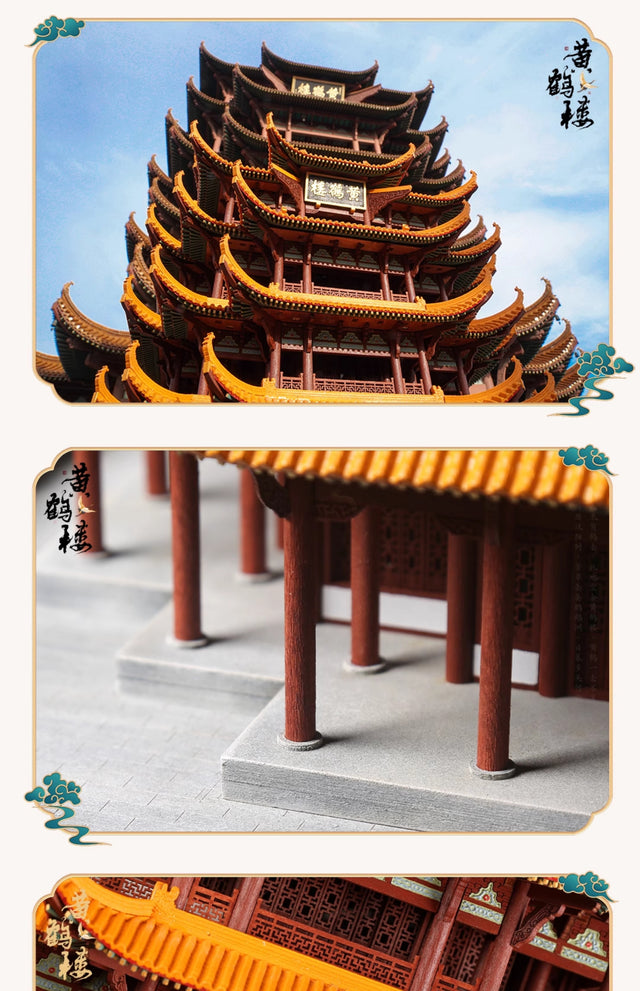 Huang He Lou Wooden Building 3D Puzzles Mortise and Tenon DIY Model Kit