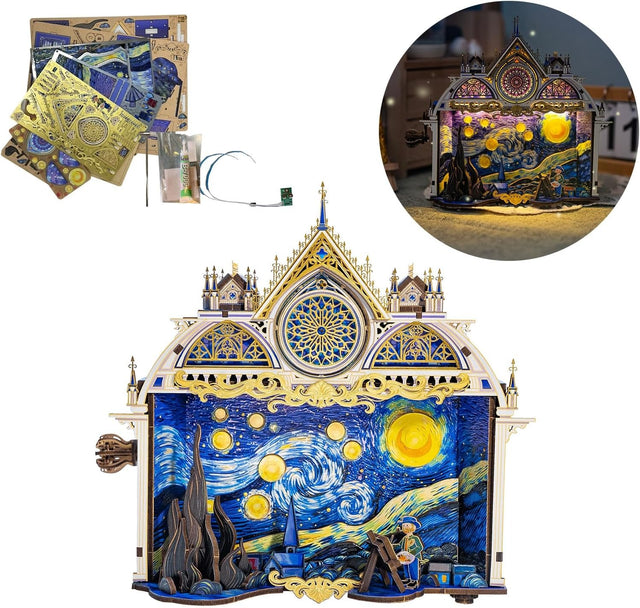 3D Metal Puzzles The Starry Night Diy Handcrafted Decorative Craft Models Kits