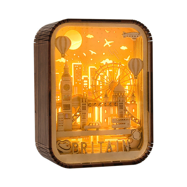 World City Art Night Light New York Bedroom Lamp Wood Home Decor Travel Gift