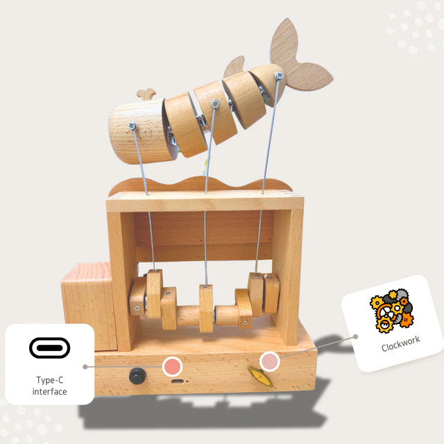 Electric Mechanical 3D Wooden Craft Flying Floating Whale Music Box Calendar
