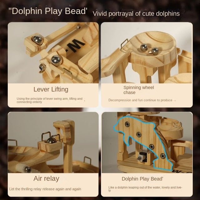 3D Wooden Puzzle Marble Race DIY Kit Gears Scale Rolling Ball Machine Model