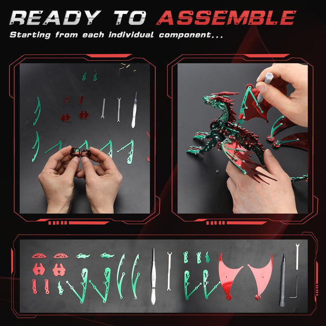 3D DIY Metal Dragon Myth Puzzle Building Set Collectible Mechanical Models Kit