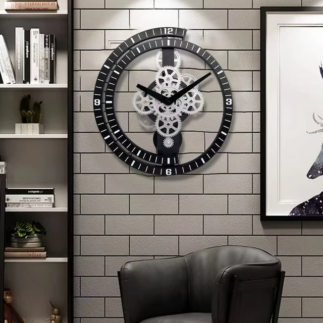 16 inch Large Gear Wheel Hour Analog Wall Clock Steampunk Mechanical Home Decor