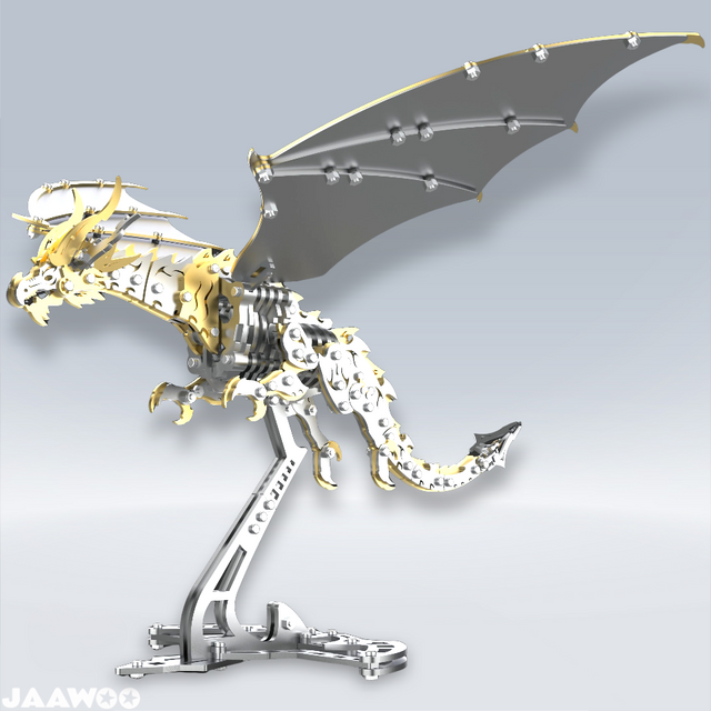 3D Metal Mechanical Steel Flying Dragon Assembly Ornaments Model Kit DIY Set